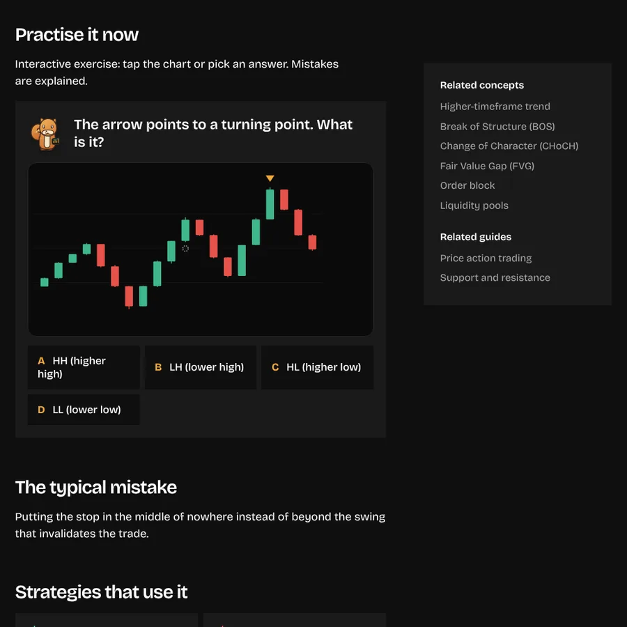 A concept exercise: the squirrel asks you to spot market structure on a real chart